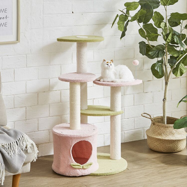 キャットタワー 猫 ねこ ペット おもちゃ ピンク モモ