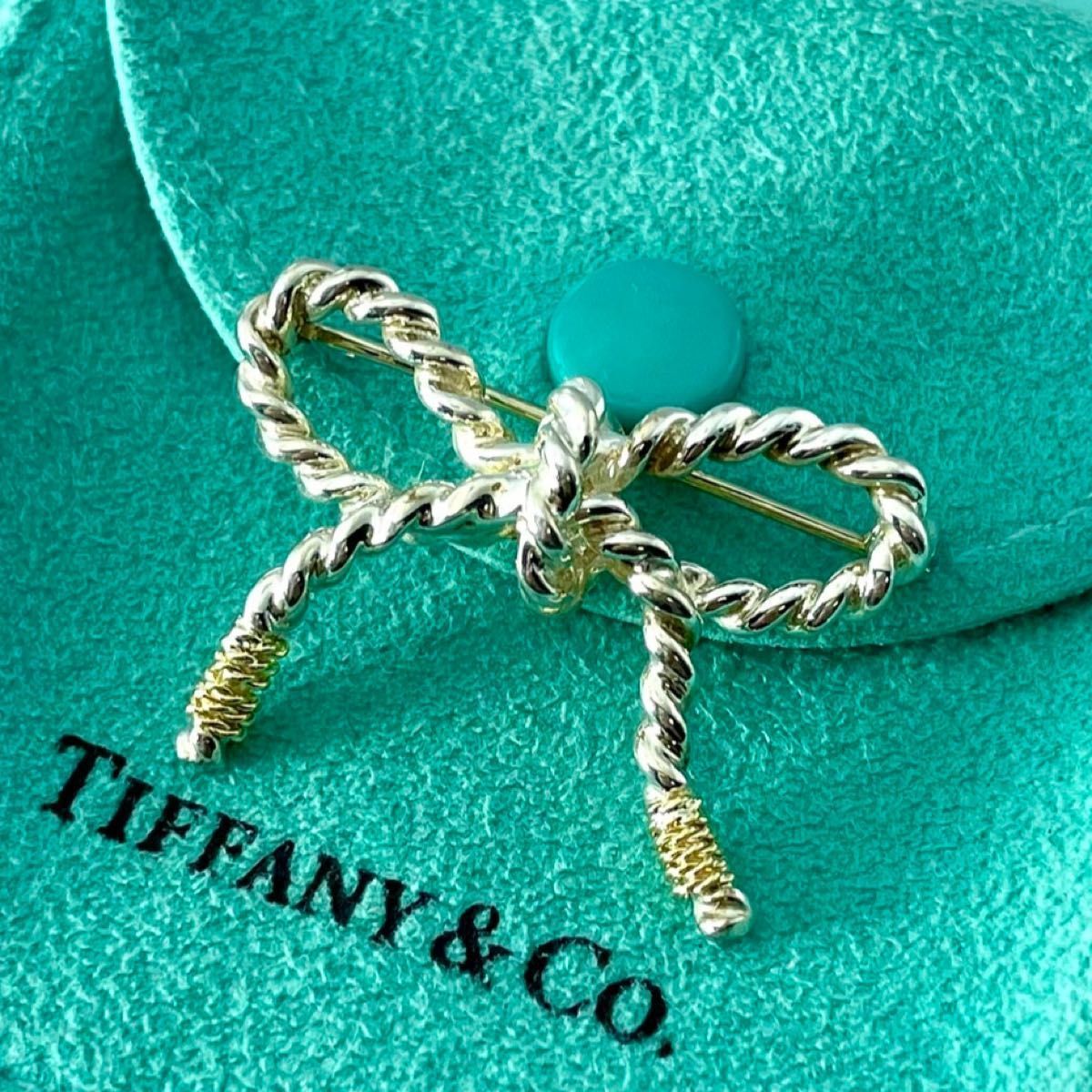 ふじ　ティファニー　コンビツイスト　ブローチ ティファニー ツイスト ロープ リボン ゴールド コンビ ブローチ WL5fe