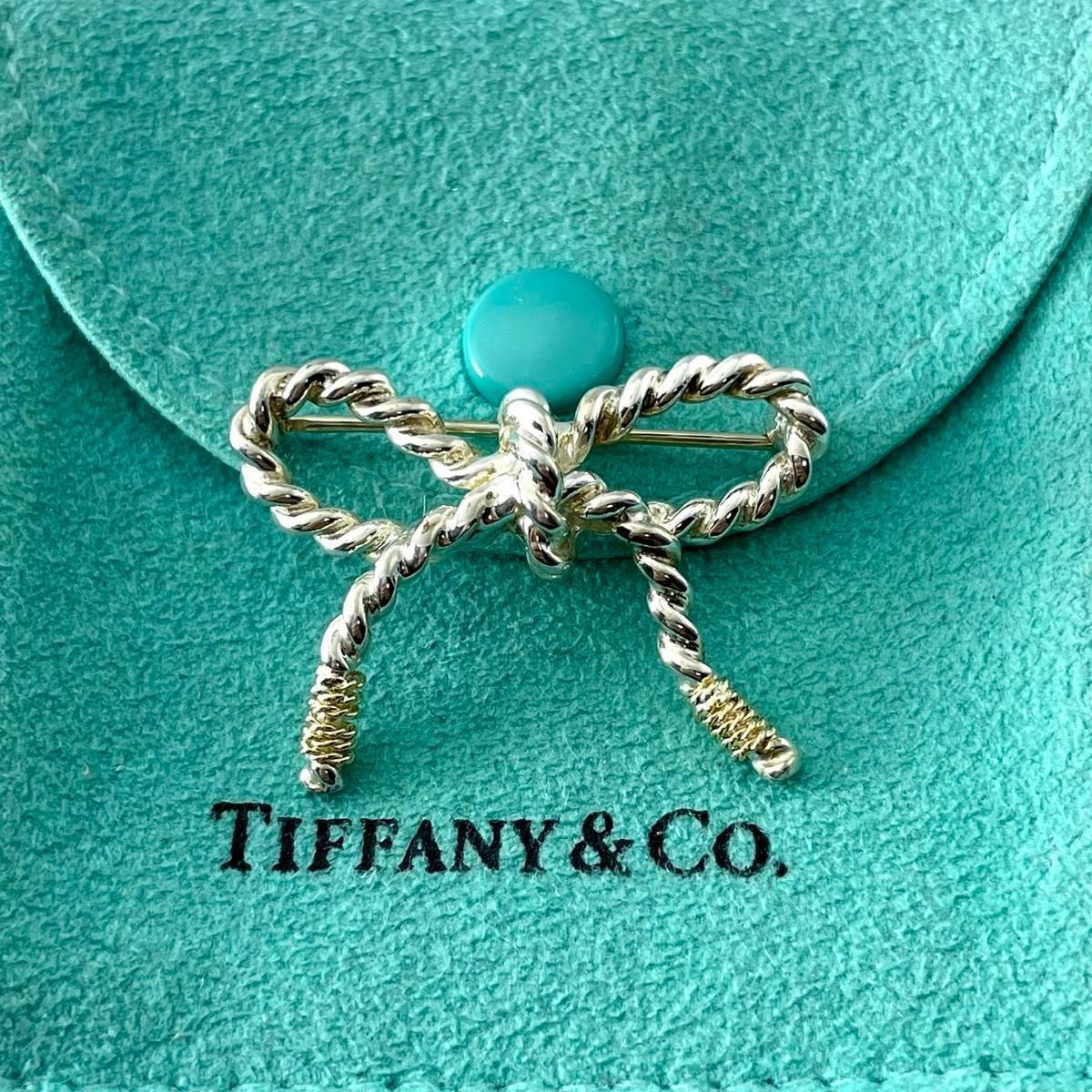 ティファニー ツイスト ロープ リボン ゴールド コンビ ブローチ WL5fe