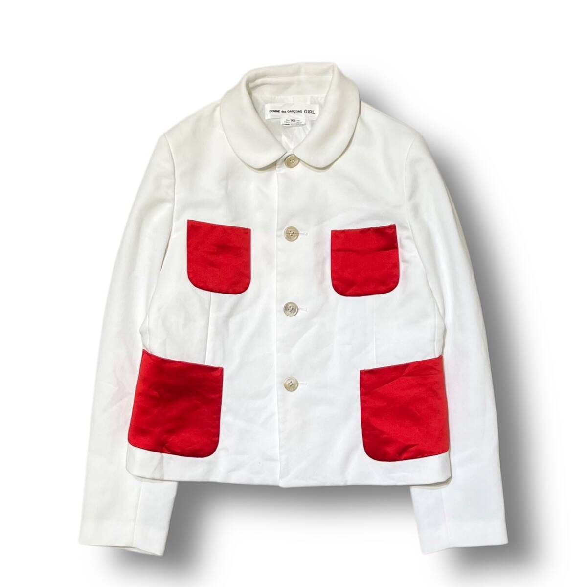 25ss COMME des GARCONS GIRL 赤ポケットポリ縮絨ジャケット サイズXS
