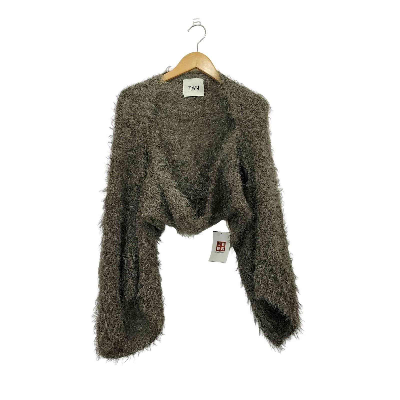 タン TAN METALLIC LIKE SHAGGY BOLERO メタリックライク シャギーニット ボレロ レディース F