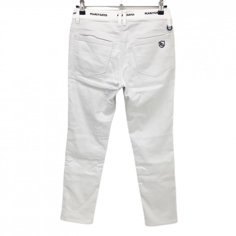 パーリーゲイツ パンツ 白 ウエストロゴ刺しゅう 裏地付き レディース