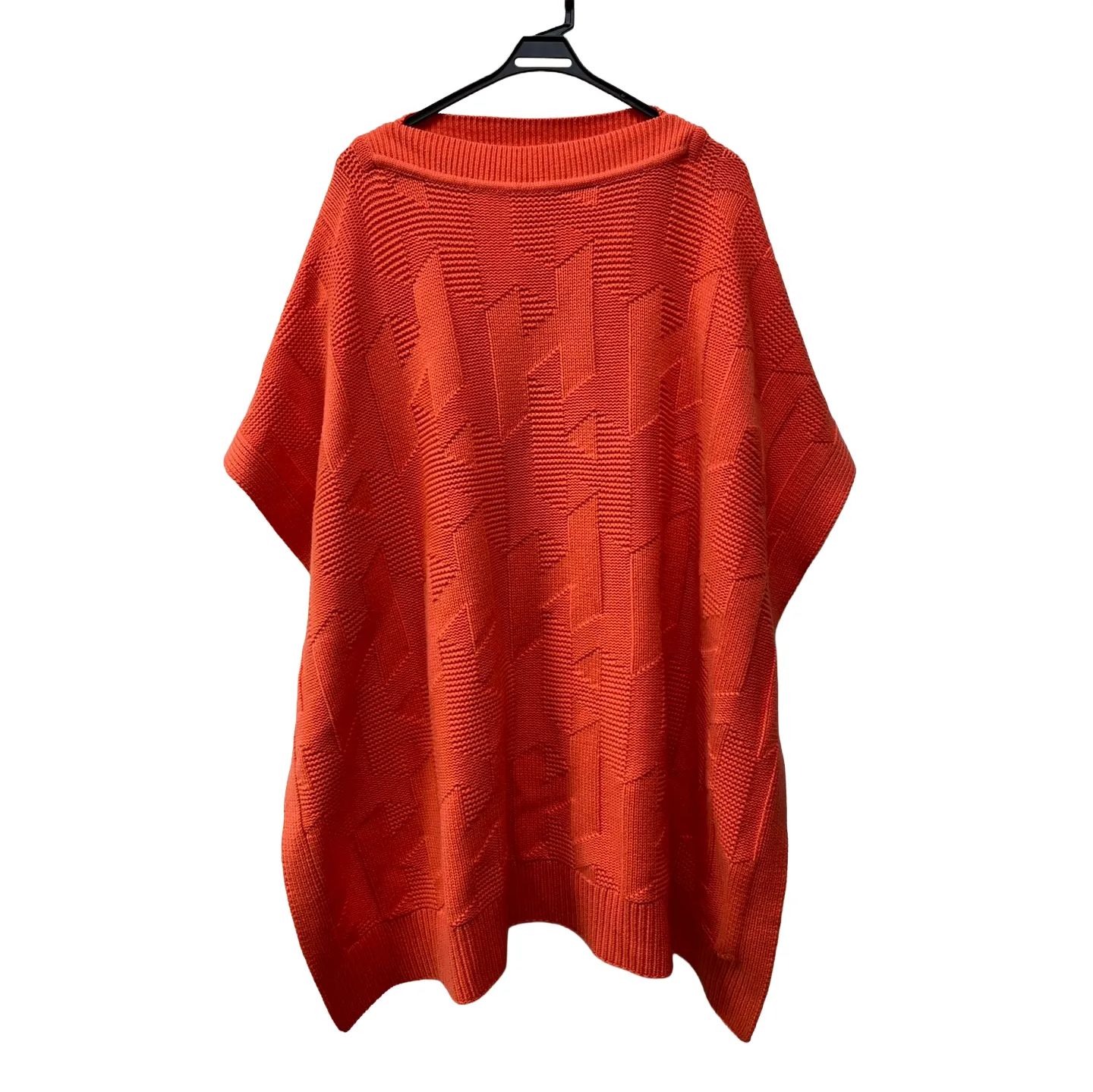 エルメス ウール ポンチョ 2904 D 3 オレンジ サイズ38