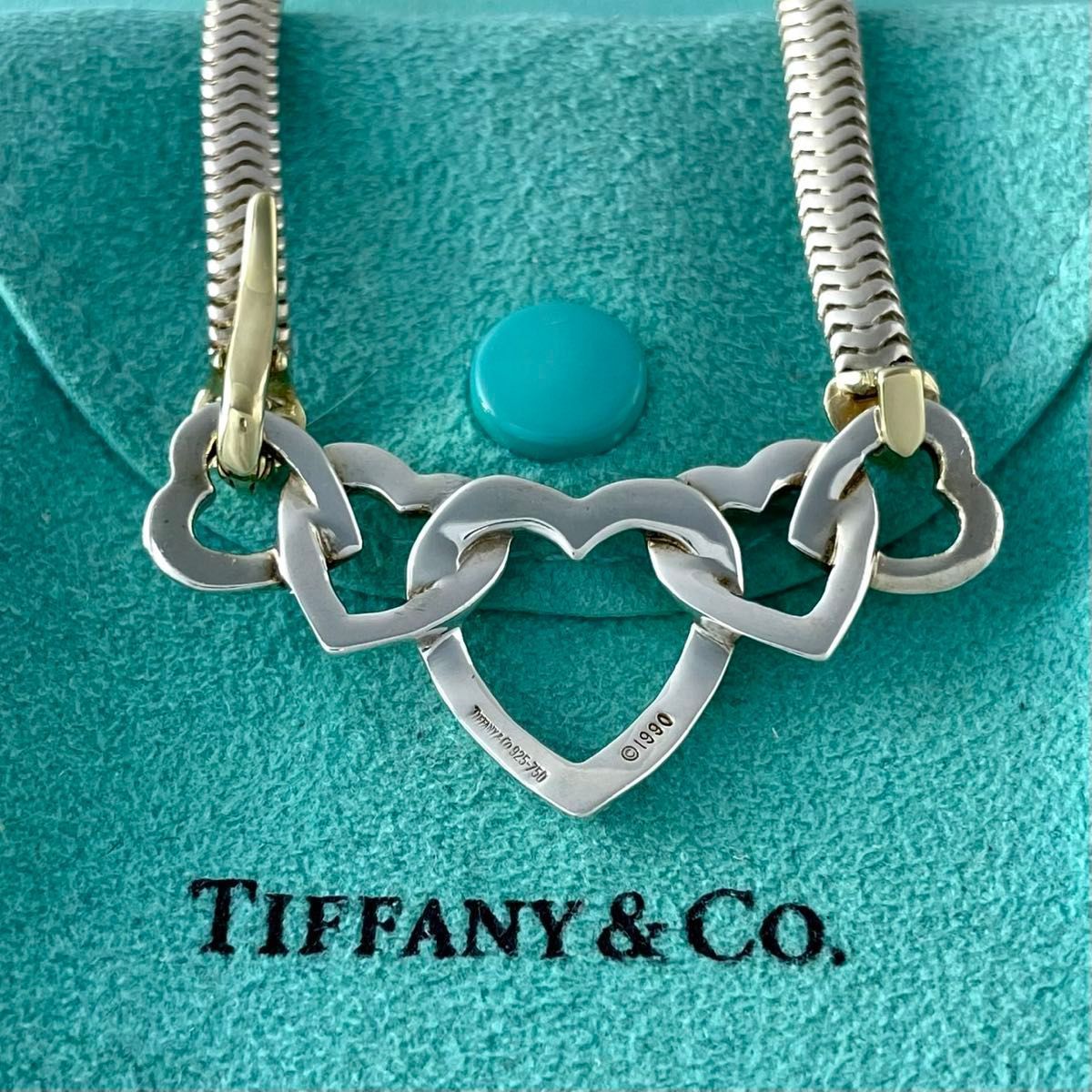 オールドティファニー トリプルハート スネーク ネックレス コンビ