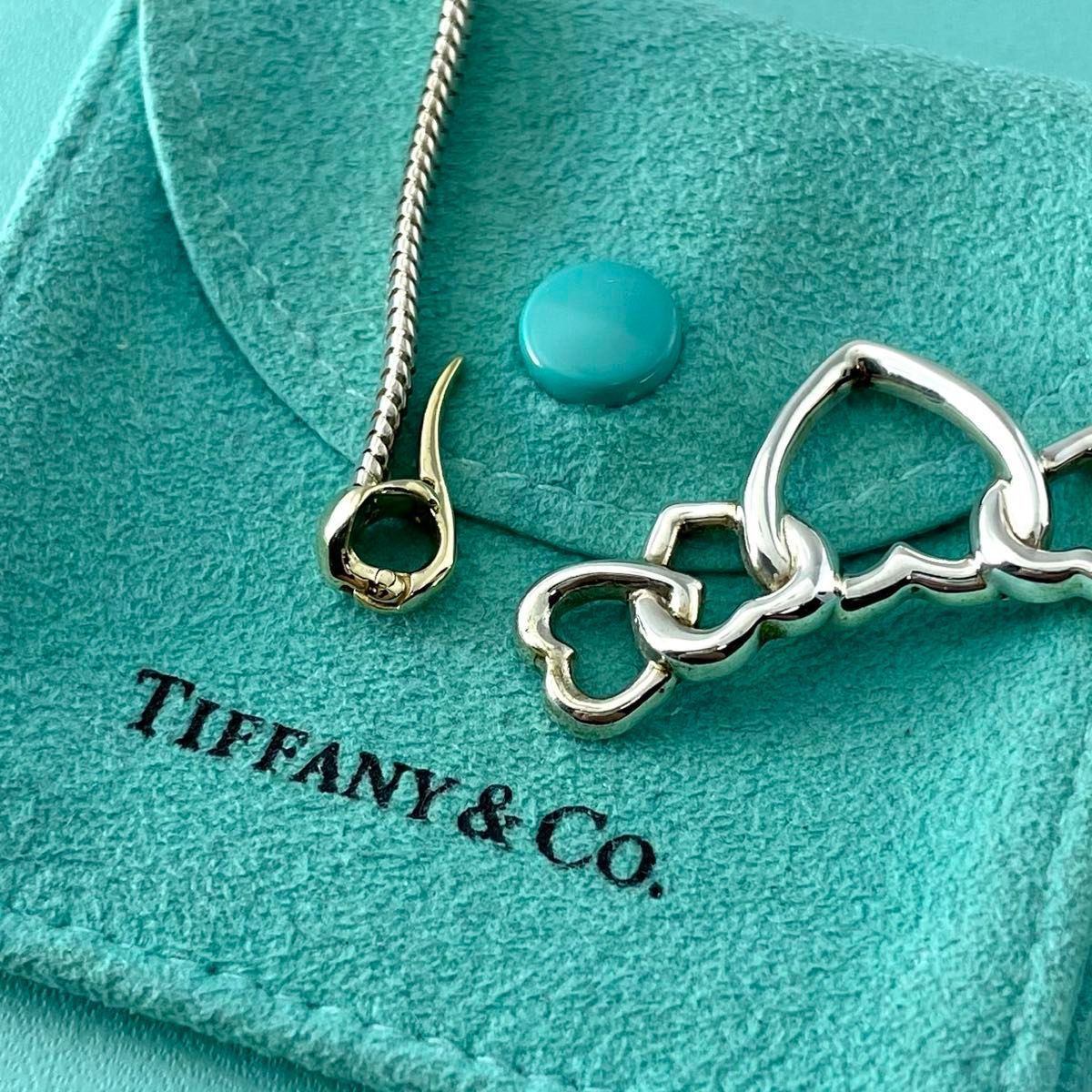 オールドティファニー トリプルハート スネーク ネックレス コンビ