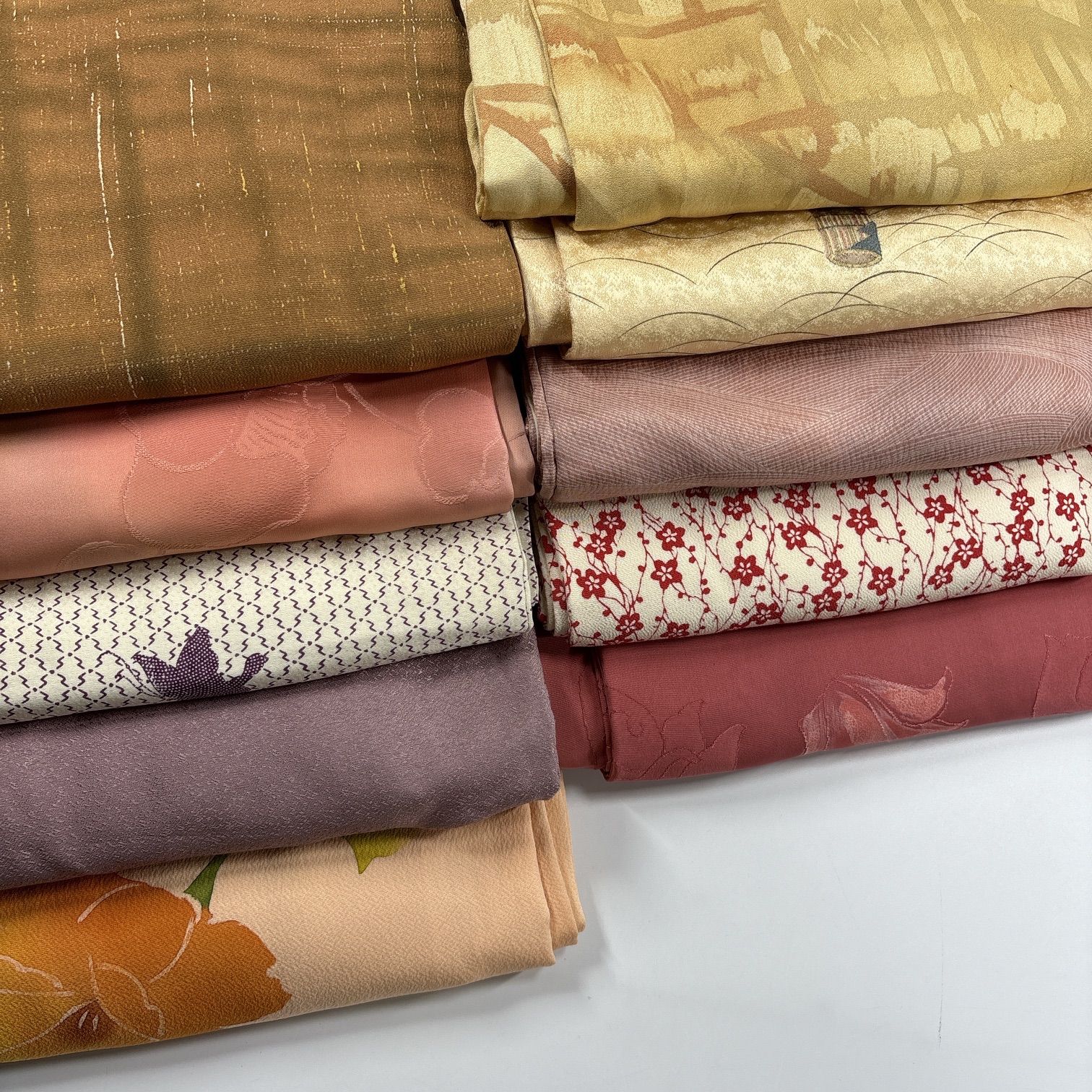 小紋 10枚 正絹 着物まとめ売り 同梱購入歓迎 リメイク用 着付け練習用