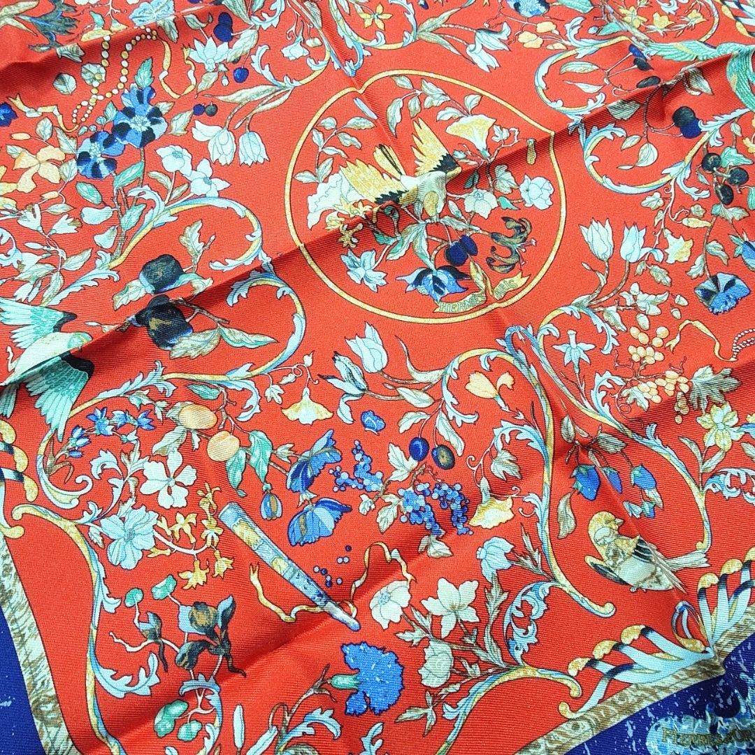 HERMES エルメス シルク ミニ スカーフ カレ45 東洋の石と西洋の石細工