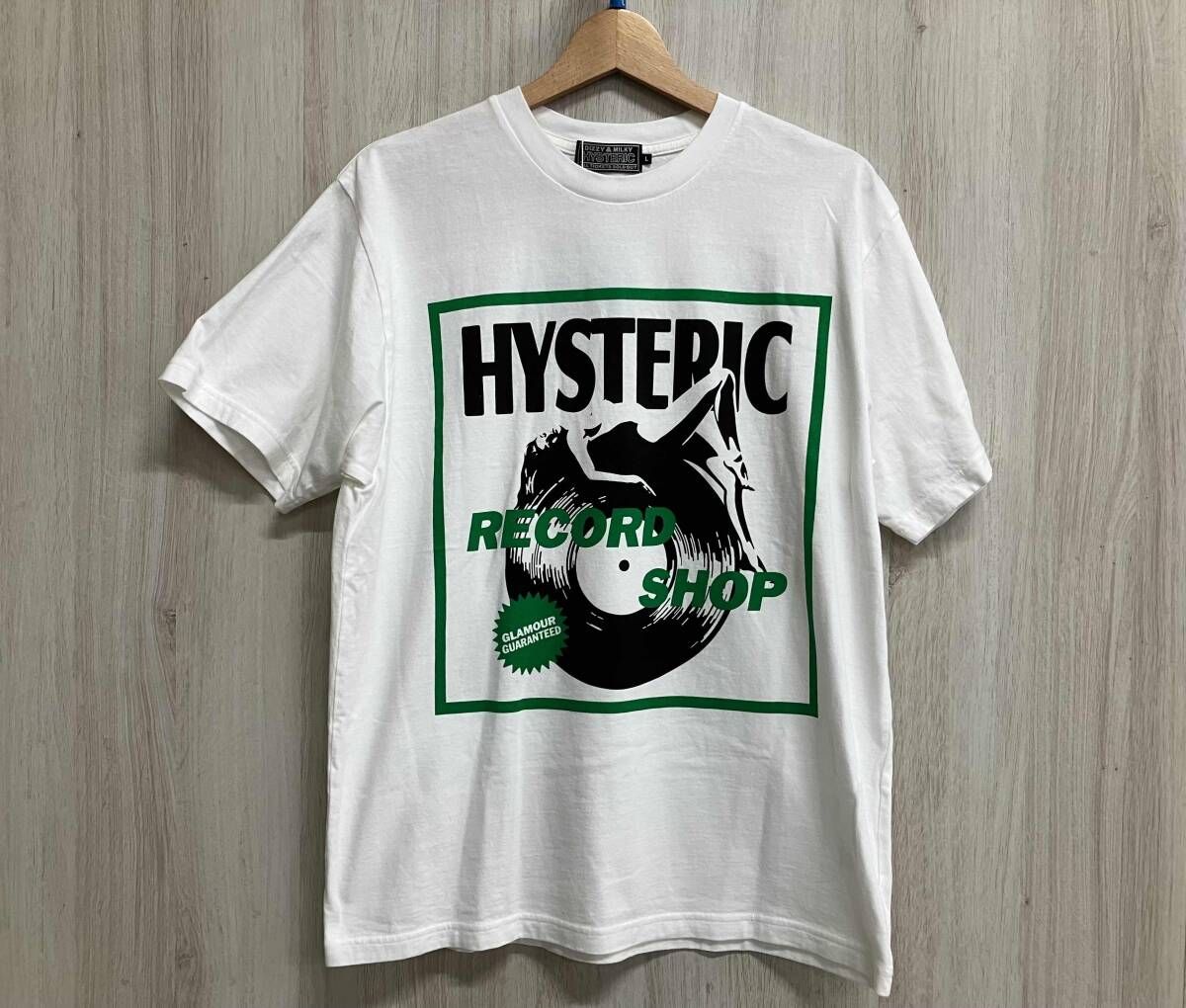 GLAMOUR ヒステリックグラマー 25 SS RECORD SHOP 半袖Tシャツ Lサイズ ホワイト