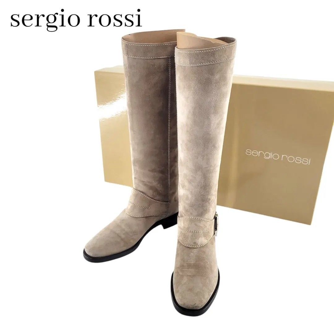 Sergio Rossi セルジオロッシ カシミヤレザーロングブーツ スエード