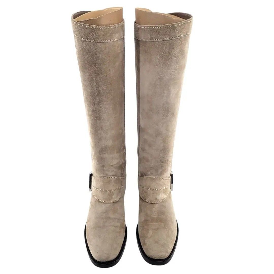 Sergio Rossi セルジオロッシ カシミヤレザーロングブーツ スエード ベージュ 36 2 1