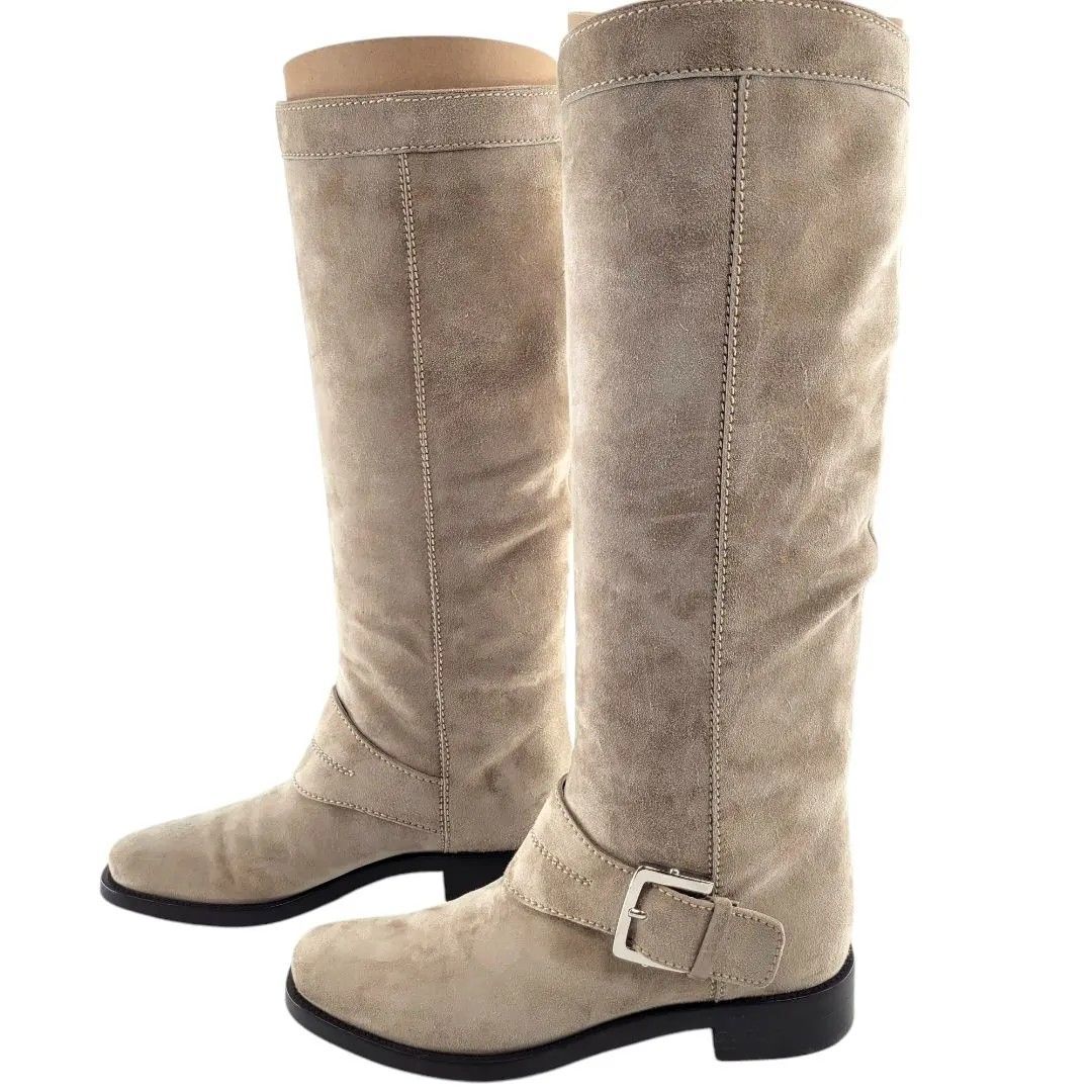 Sergio Rossi セルジオロッシ カシミヤレザーロングブーツ スエード