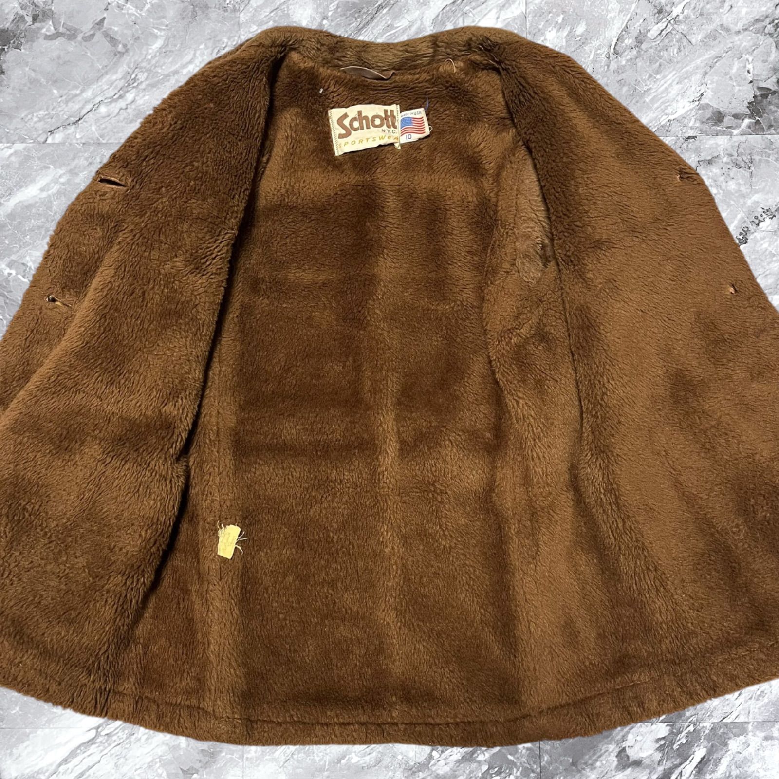 Schott ショット ムートンジャケット ボア レザー 本革 クルミボタン