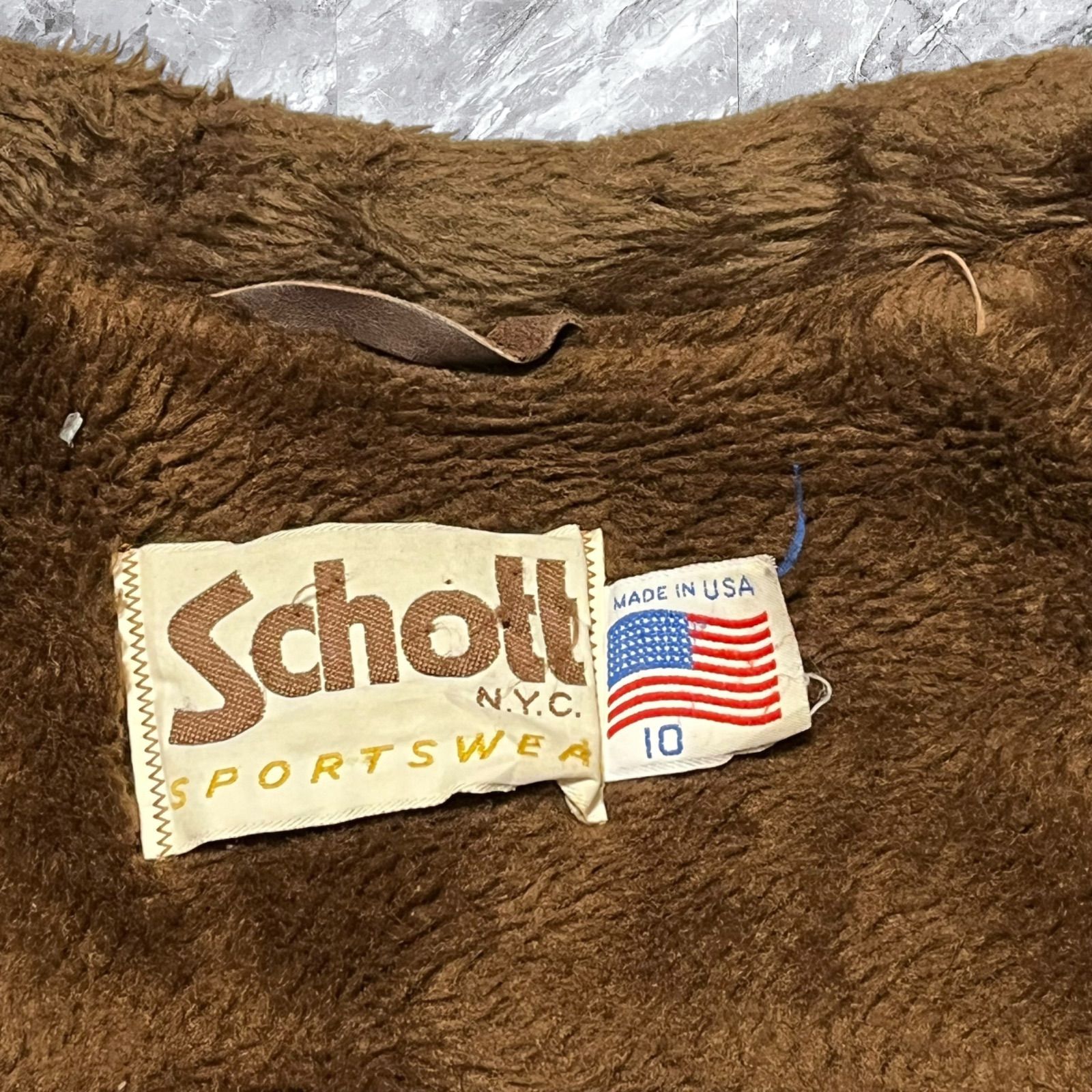 Schott ショット ムートンジャケット ボア レザー 本革 クルミボタン
