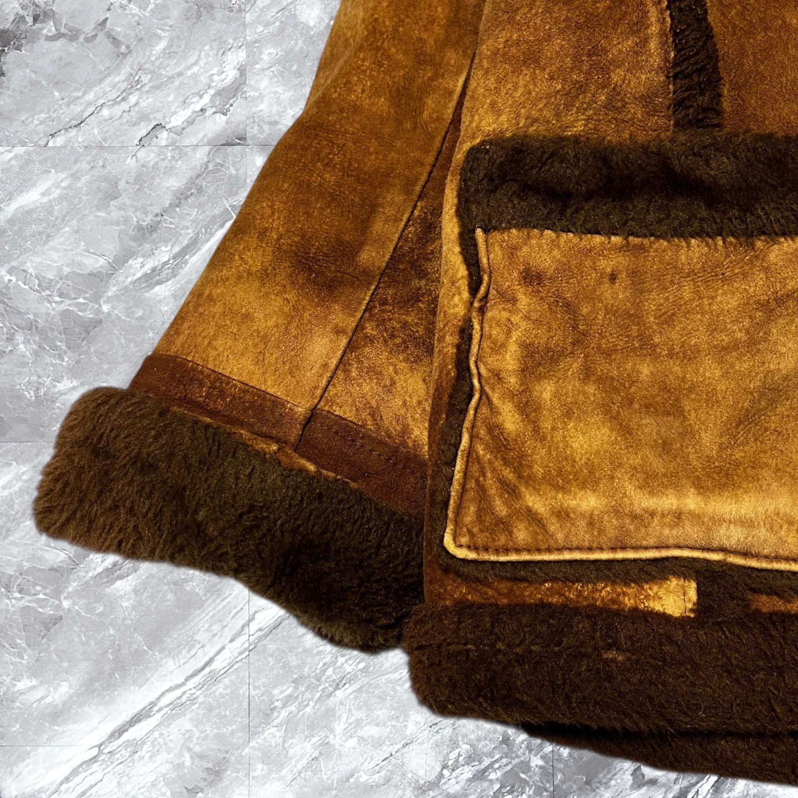 Schott ショット ムートンジャケット ボア レザー 本革 クルミボタン