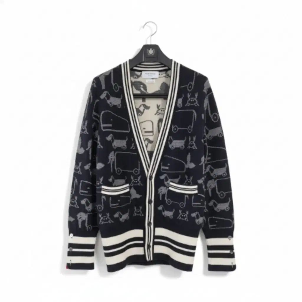 トム ブラウン 犬 パータン カーディガン ネイビー