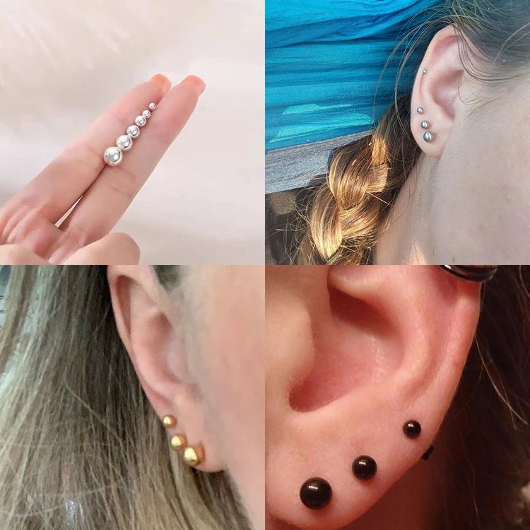 ブラック】 新品未使用 送料無料 ボールステンレスピアス 1個販売