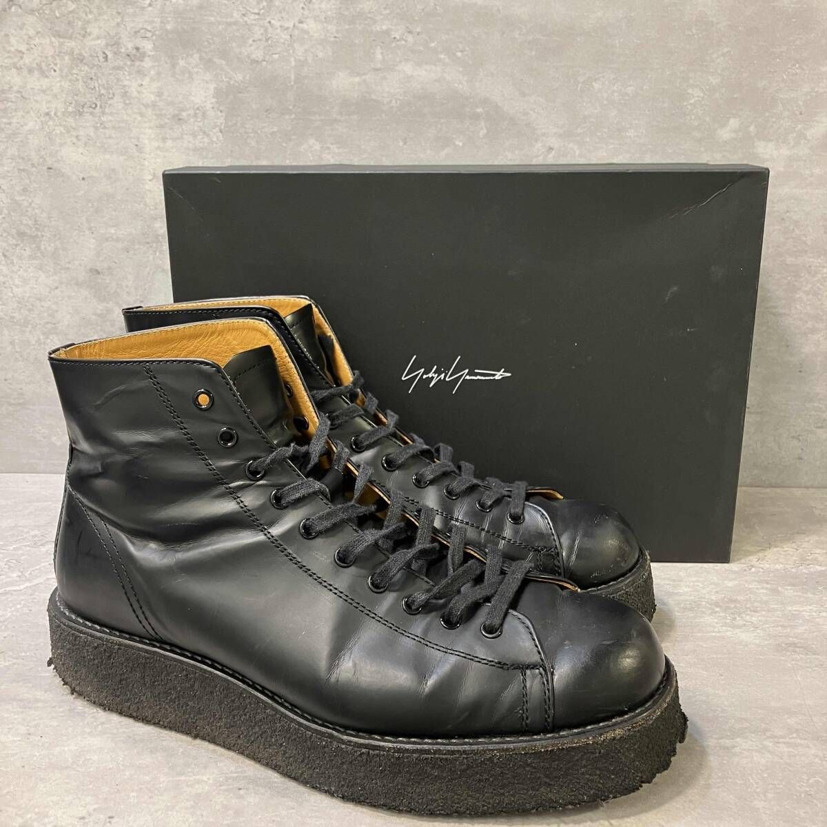 24 ss YOHJI POUR HOMME MAT GLASS LEATHER DEMI BOOTS ブラック サイズ4 箱有り ヨウジヤマモトプールオム
