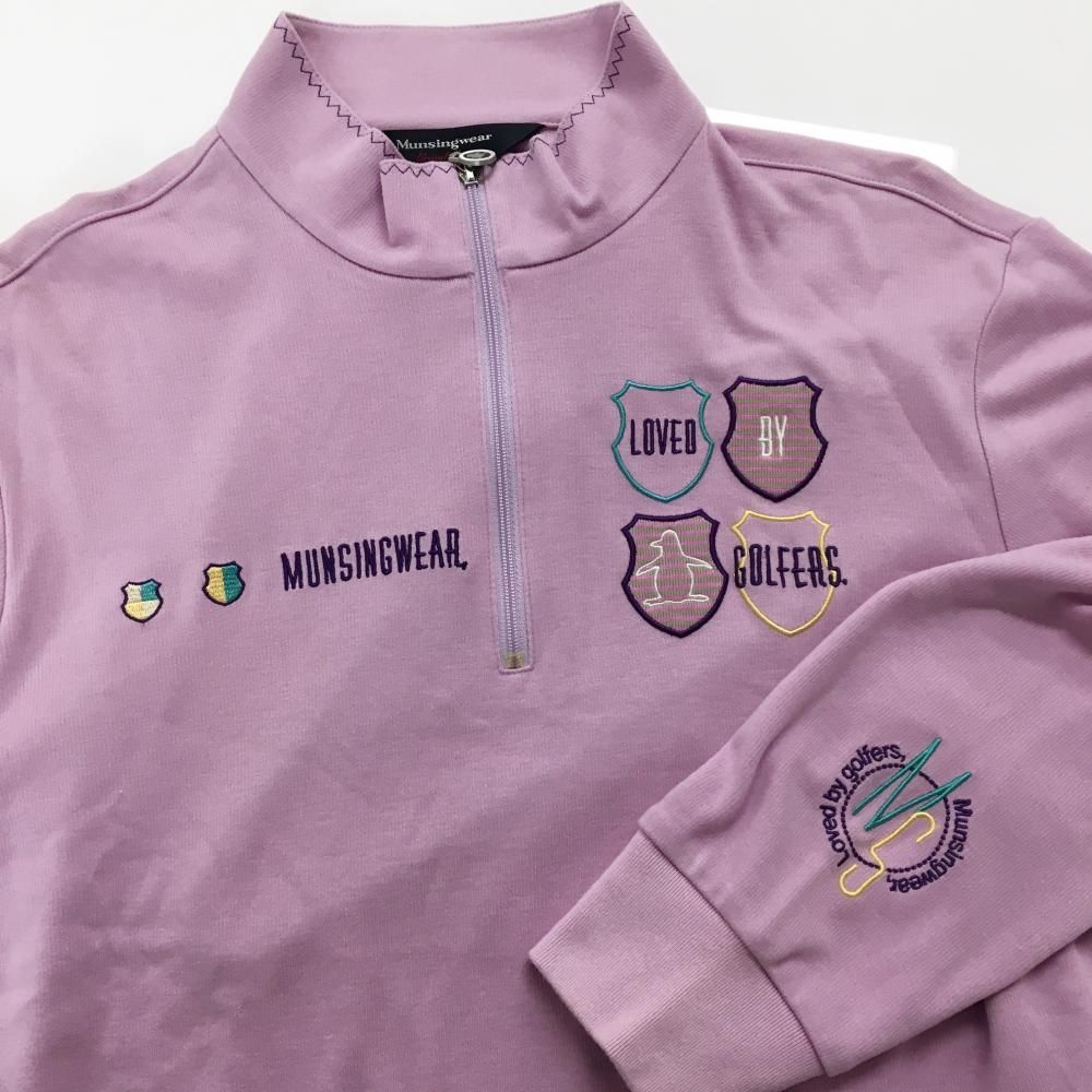 マンシングウェア 長袖ハイネックシャツ ピンク ハーフジップ 微起毛