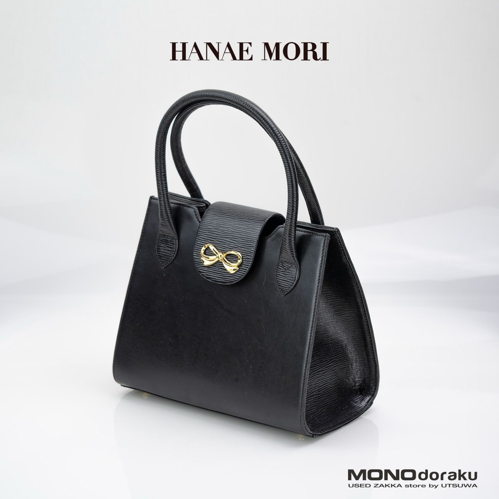 ハナエモリ HANAE MORI ハンドバッグ フォーマル 黒 ブラック リボン