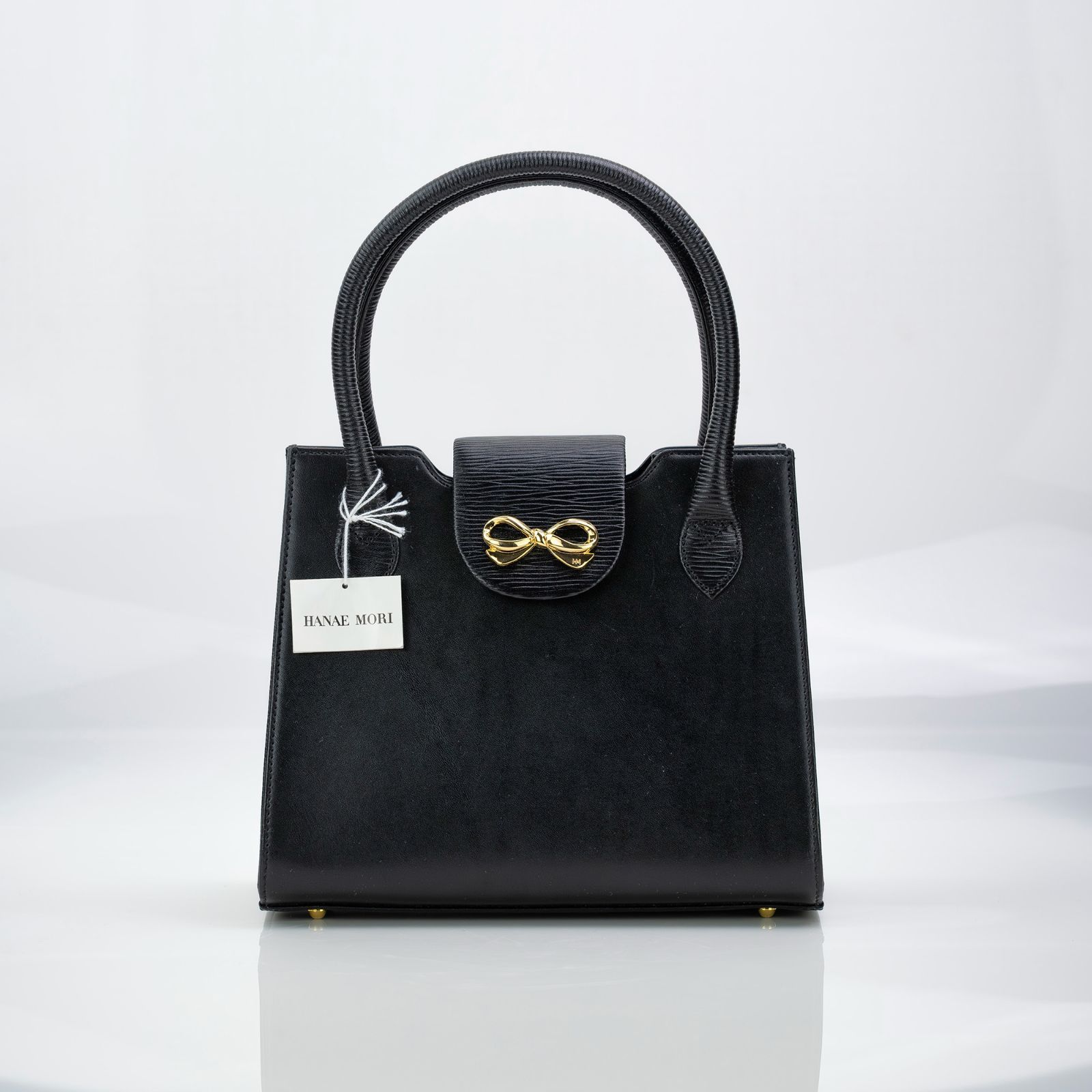 ハナエモリ HANAE MORI ハンドバッグ フォーマル 黒 ブラック リボン