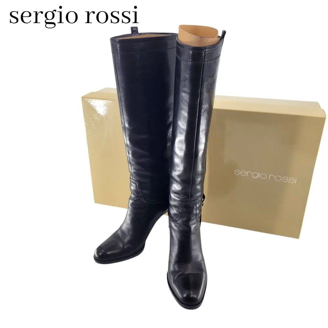 Sergio Rossi セルジオロッシ ロングブーツ ハイヒール 本革 ブラック 36 1 2