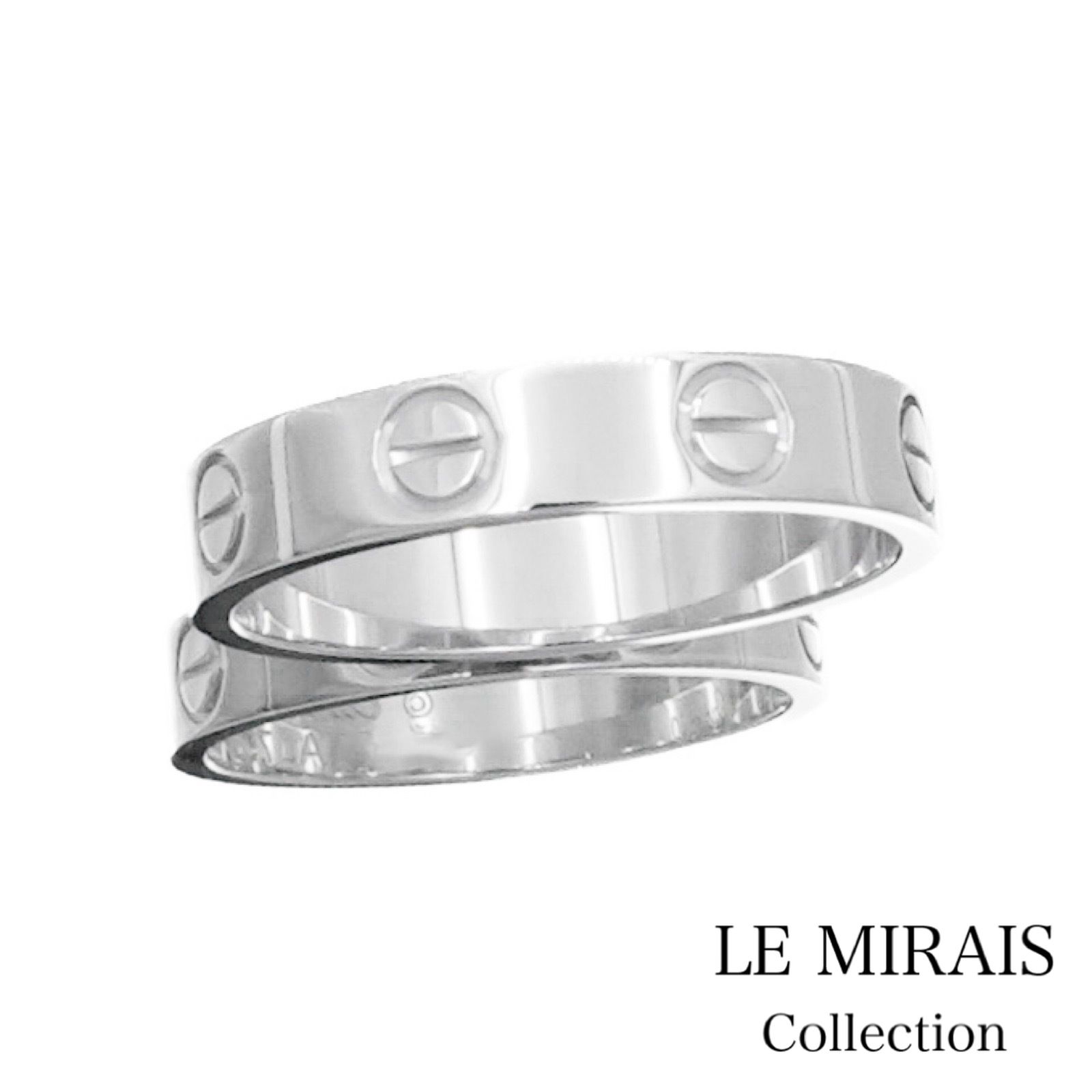 仕上済 カルティエ ミニラブリング WG 10号 10 50 K 18 レディース リング 指輪 CARTIER