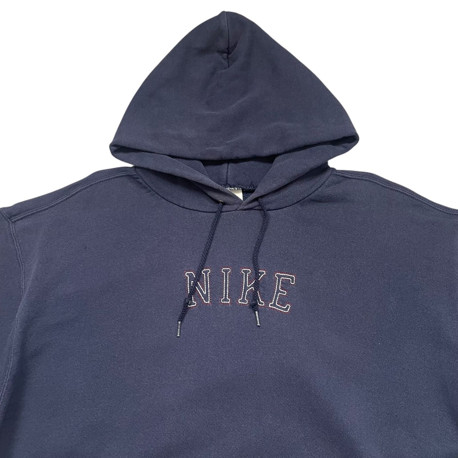 90s ナイキ 刺繍 ロゴ フーディー パーカー ネイビー サイズ L