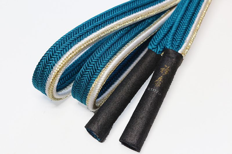  正絹 帯締 青 帯締め 帯〆 洒落 帯締め 帯留め 帯飾り