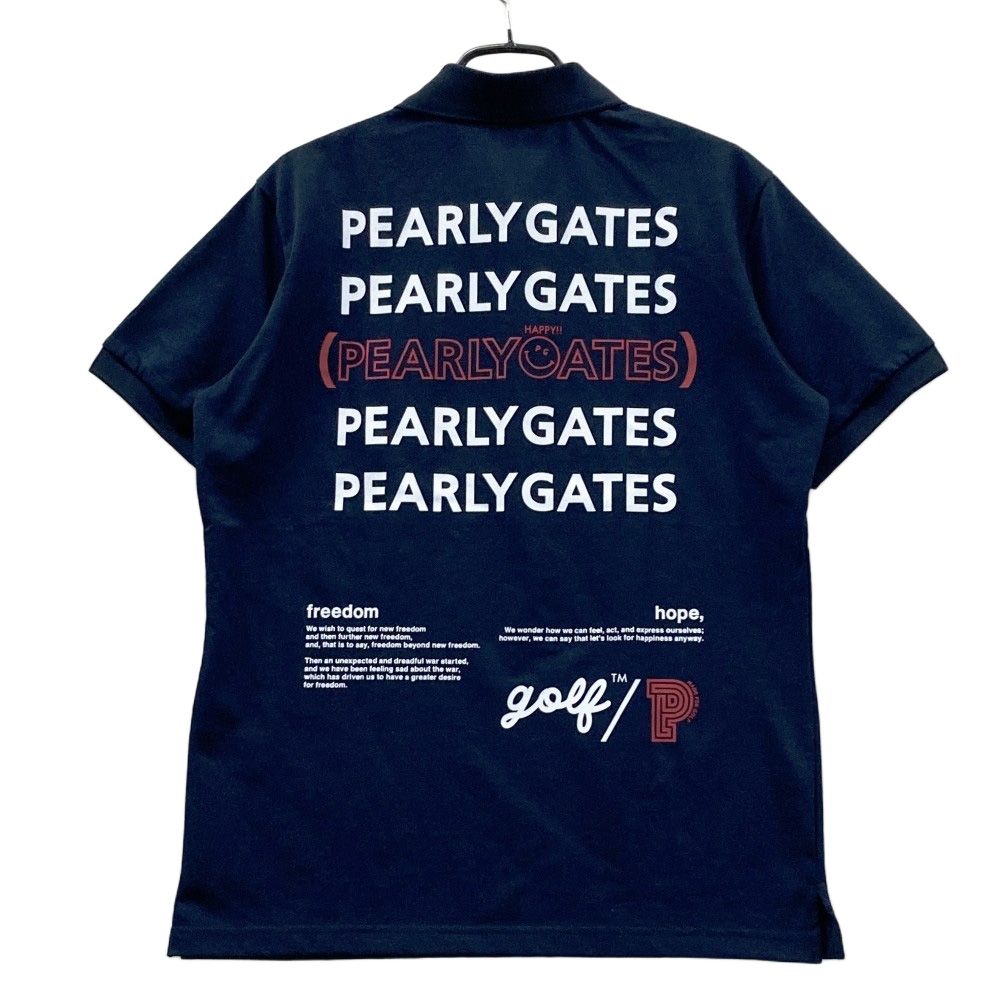 サイズ 6 PEARLY GATES パーリーゲイツ 半袖ポロシャツ プリント ネイビー系 ゴルフウェア メンズ ストスト