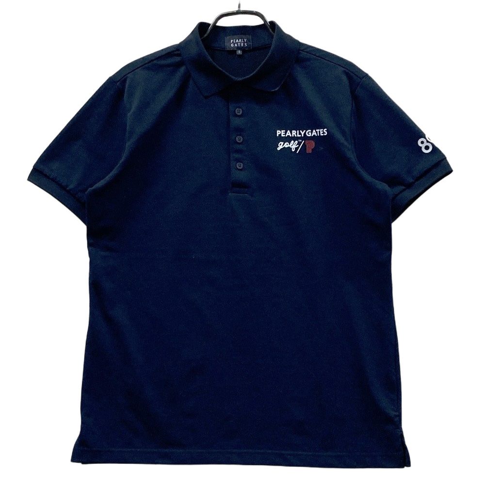 サイズ 6 PEARLY GATES パーリーゲイツ 半袖ポロシャツ プリント ネイビー系 ゴルフウェア メンズ ストスト