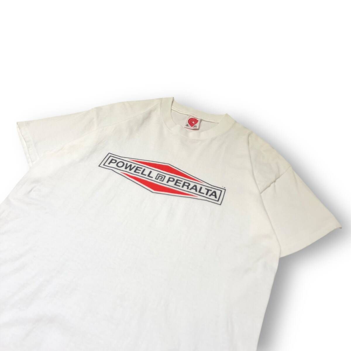 90s POWELL PERALTA USA製 logo print TEE ロゴプリントTEE ホワイト М