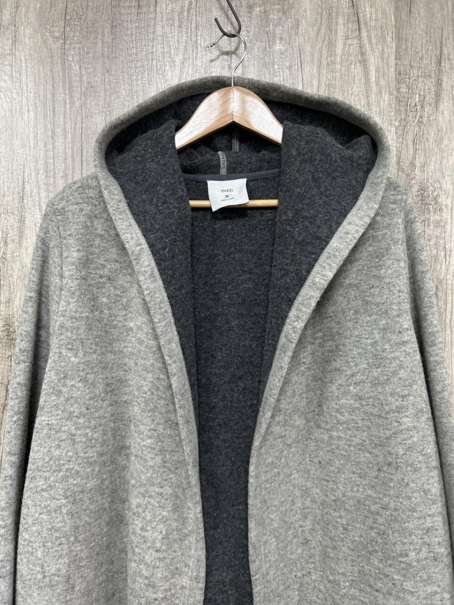 INED イネド フーディ ロング コート size13/グレー ◇□◎レディース