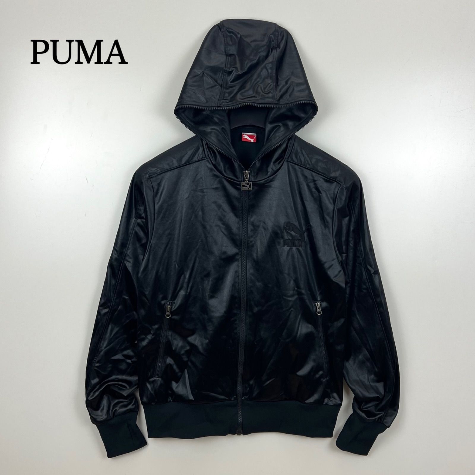 PUMA archive y2k style shiny zip hoodie M プーマ 光沢 フルジップ 