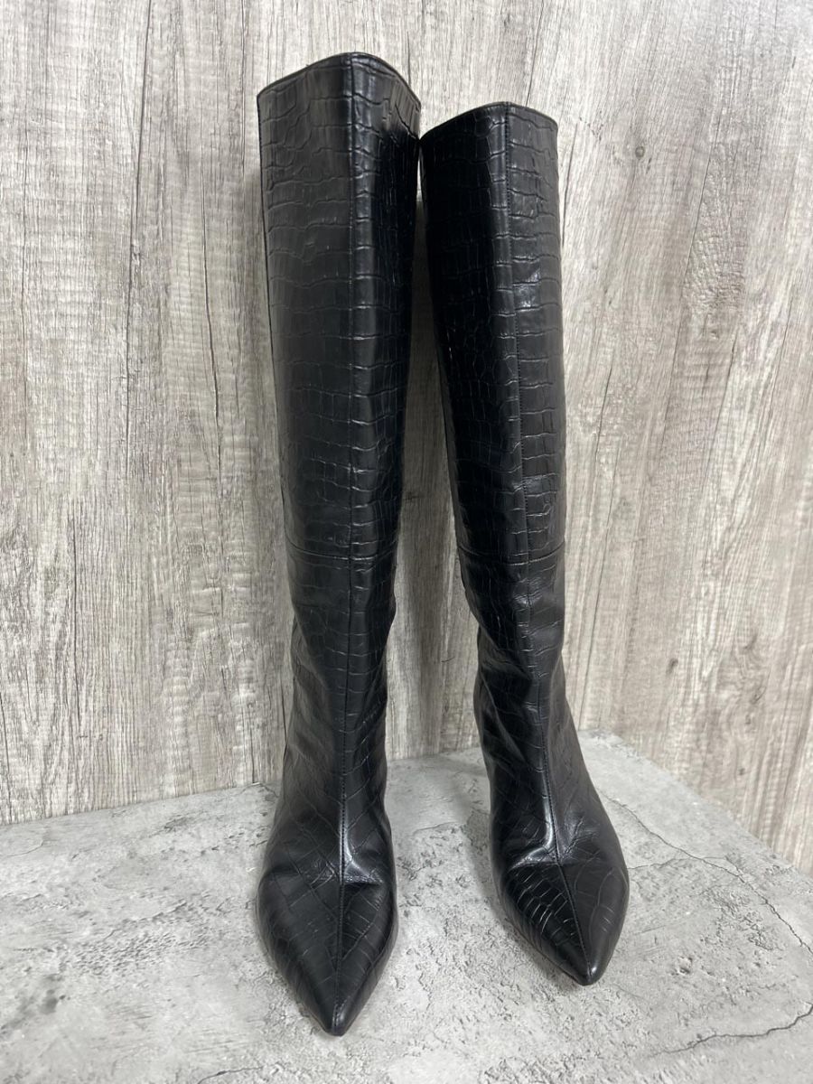 pelleterno ペレテルノ クロコダイル柄 ロング ブーツ size 37 黒 レディース