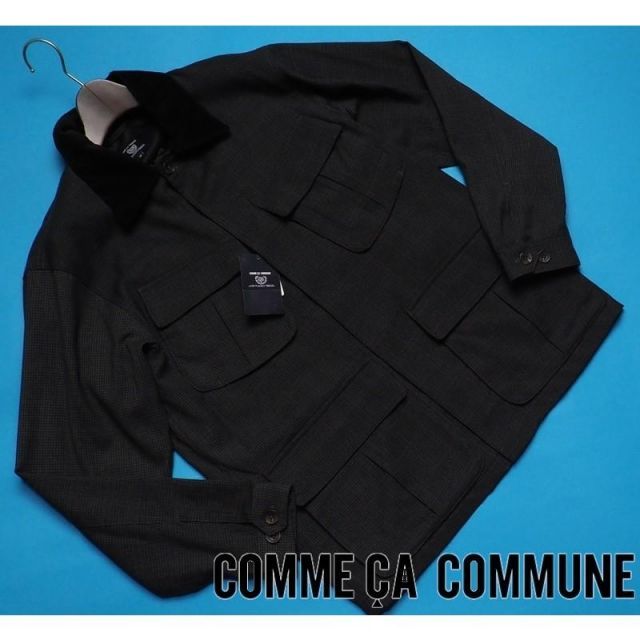 新品定価2.8万円 COMME CA COMMUNE コムサコミューン 千鳥柄 ブルゾン/ジャケットM灰(51) 33BE03