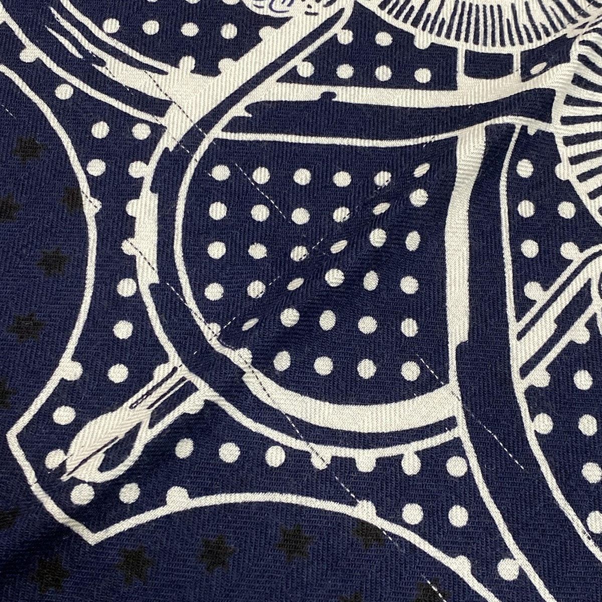  HERMES エルメス ストール ショール カレ140 ネイビー 白 黒 スター 星 ドット柄 カシミヤ シルク ストール ショール 小物