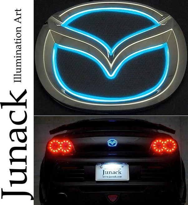 M s マツダ RX 8 SE 3 P 2003 04 2013 Junack リア リヤ LEDトランスエンブレムST ターコイズ シアン ジュナック パーツ 部品 外装 カスタム マーク 発光 光る MAZDA LTE STMZ 5 T