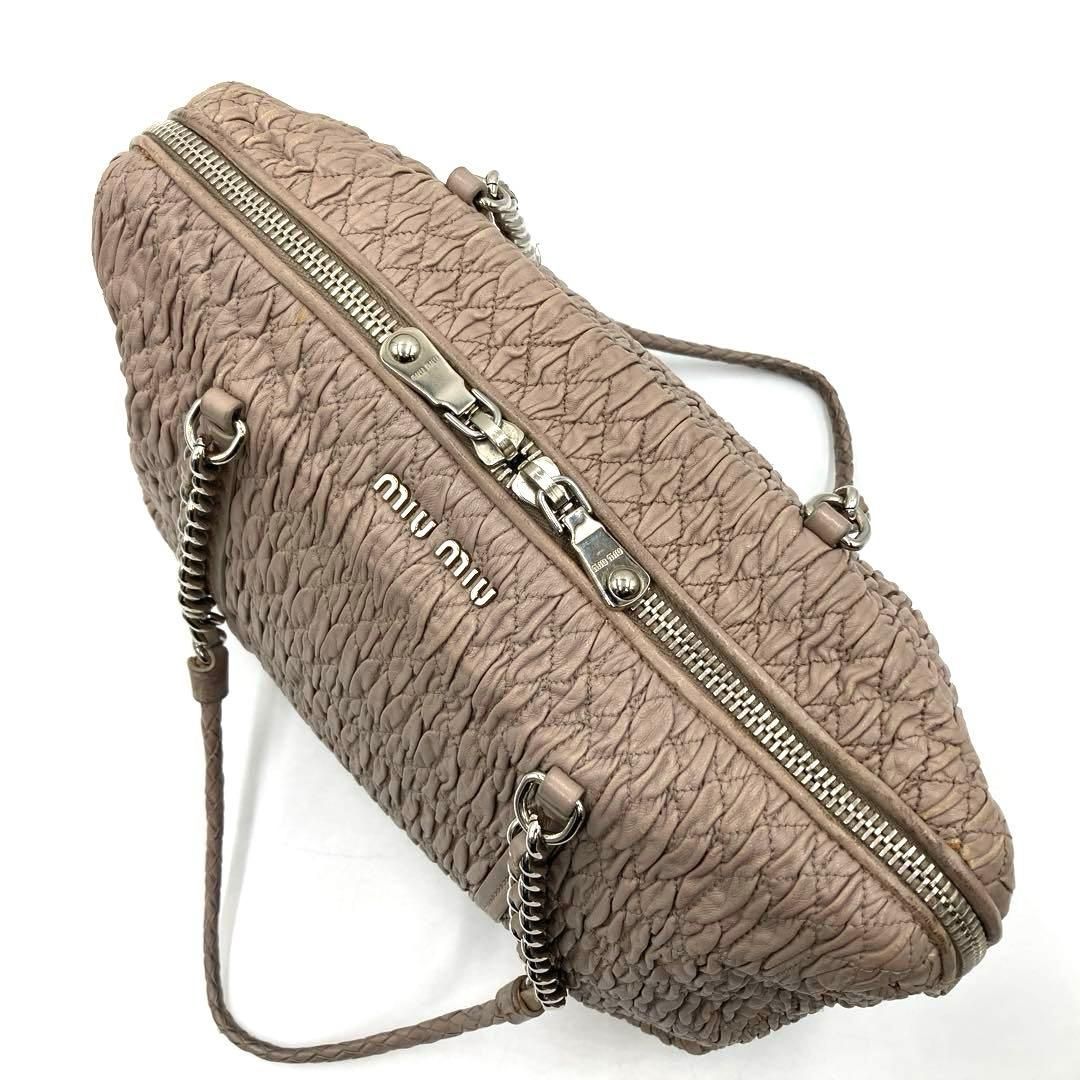 miu miu ミュウミュウ ショルダーバッグ マトラッセ グレーベージュ