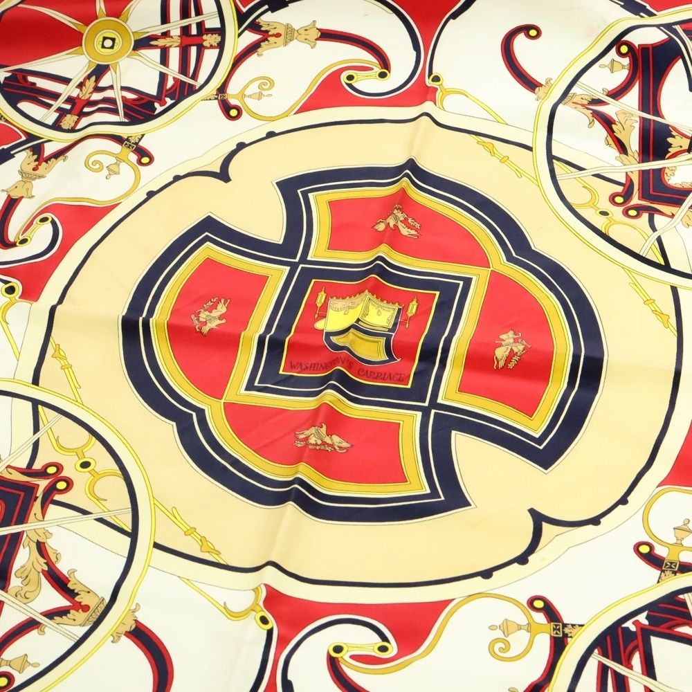 HERMES (エルメス) カレ90 WASHINGTON S CARRIAGE スカーフ レッド