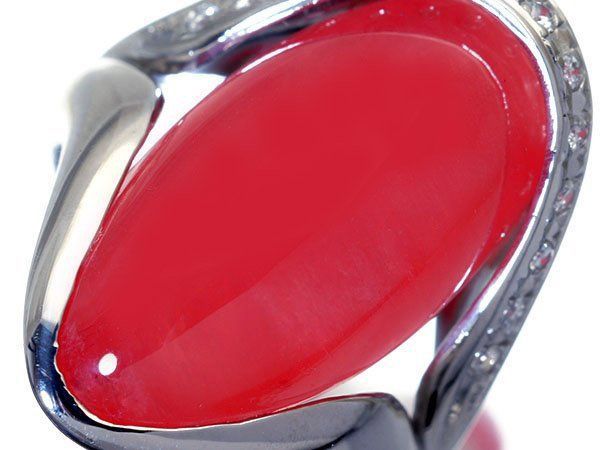 ジュエリー 超 宝石 超大粒 上天然ロードクロサイト18.77 ct＆ダイヤモンド0.14 ct Pt 900リング h 8067 ioi