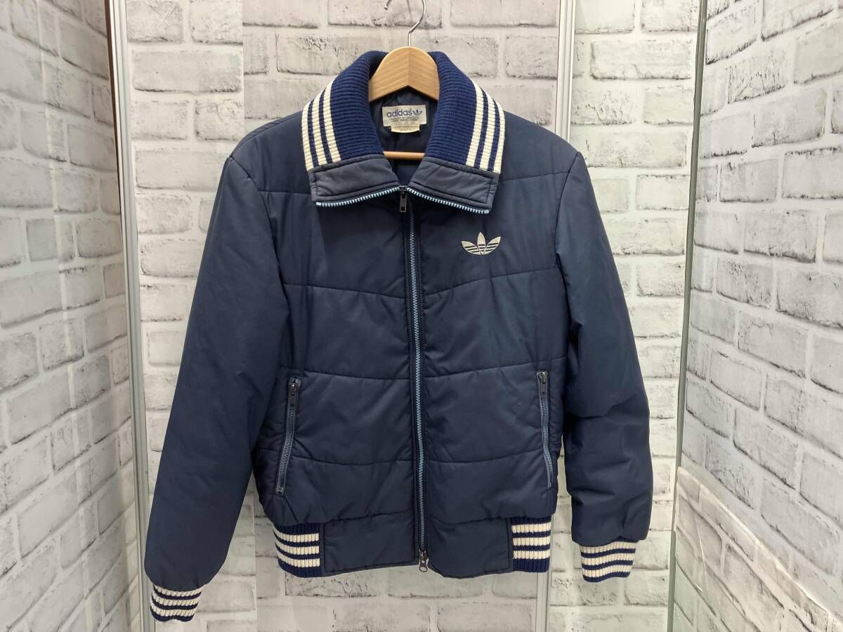 adidas/80s/中綿ジャケット/デサント製/ナイロン/ネイビー/Mサイズ