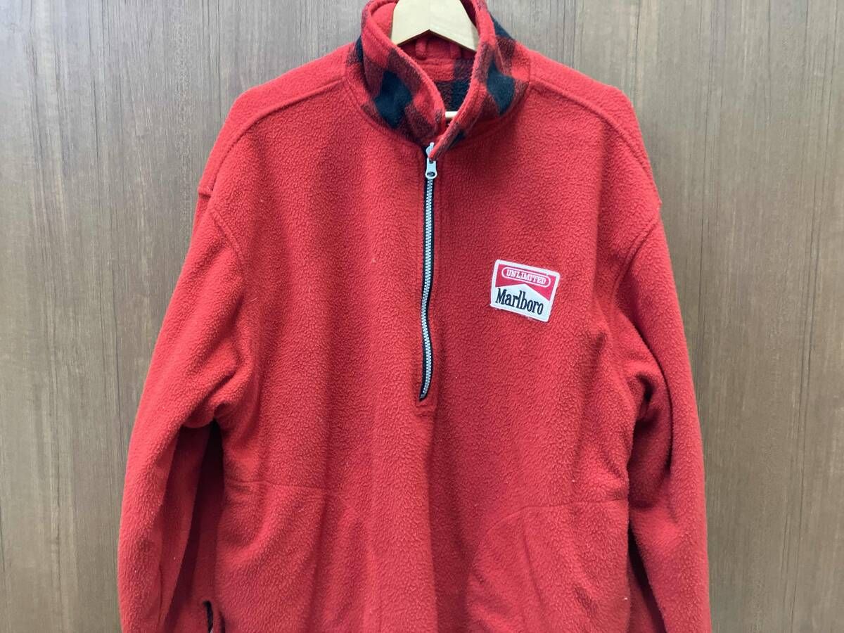 Marlboro フリース 赤 チェック Mサイズ