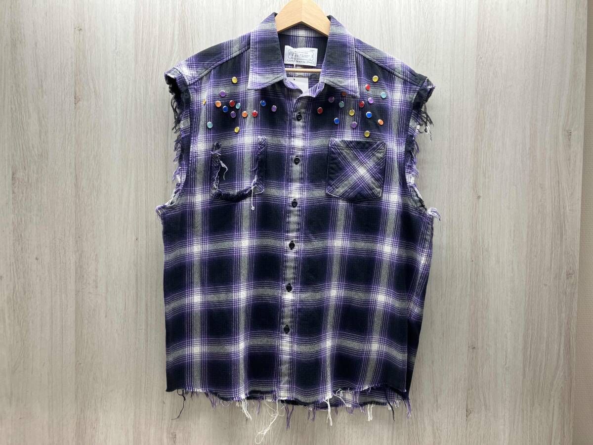 RAFU ラフ DIY FLANNEL VEST こなれ感 ローエッジ パールボタン チェック コットン フリー
