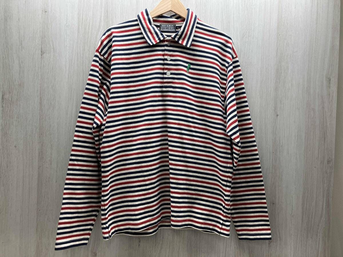 GLAMOUR ヒステリックグラマー ボーダーカットソーシャツ 長袖 レトロ HYSTERIC TIMES刺繍 コットン Lサイズ