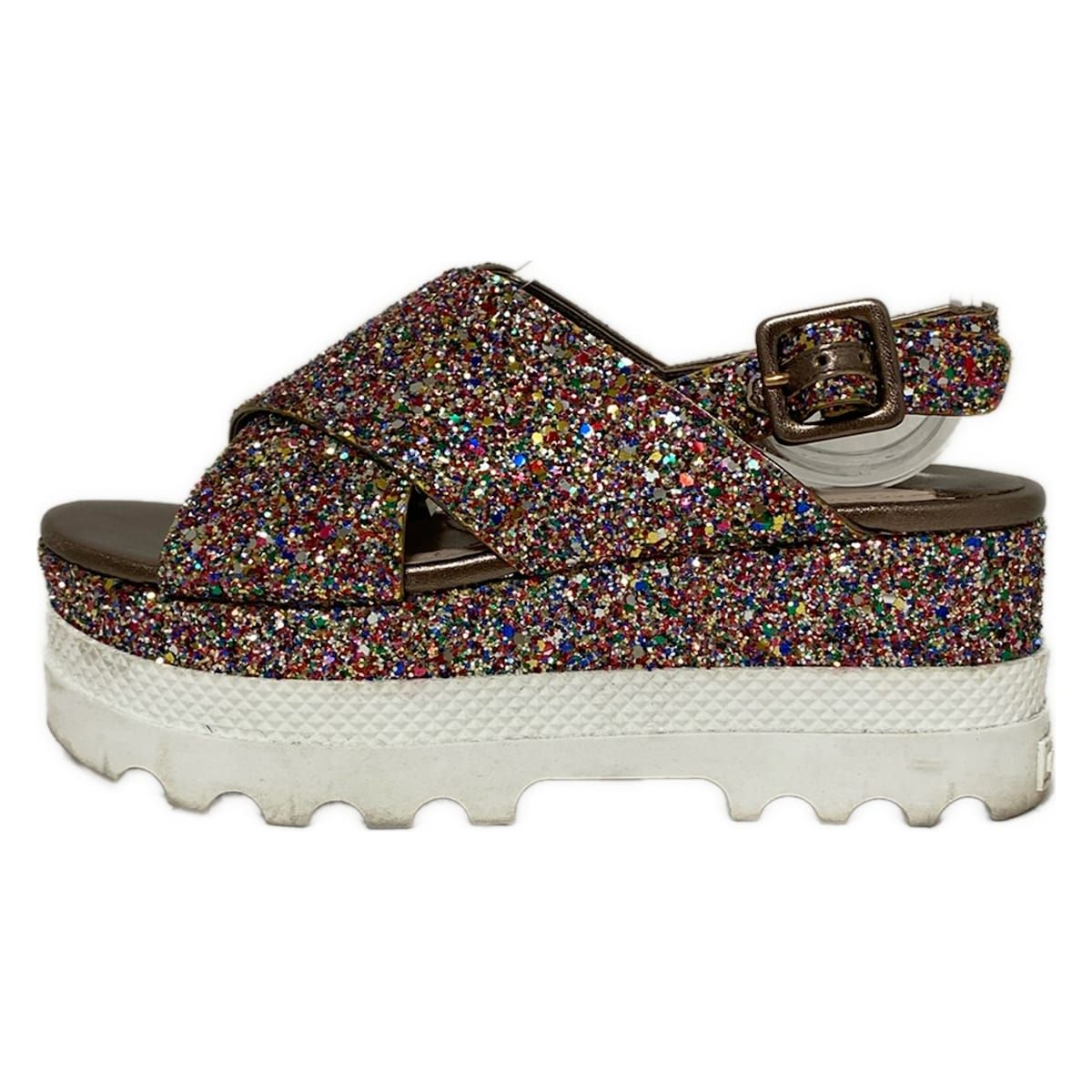 miumiu ミュウミュウ サンダル 35 1 2 レディース シルバー マルチ