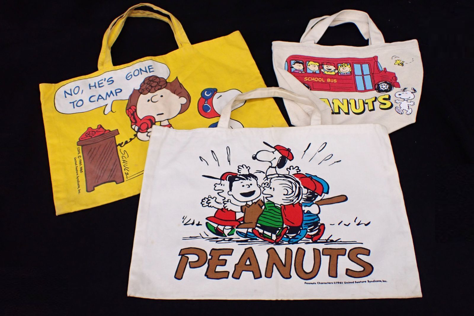 △PEANUTS スヌーピー キャンパストートバッグ 3点△ファミリア