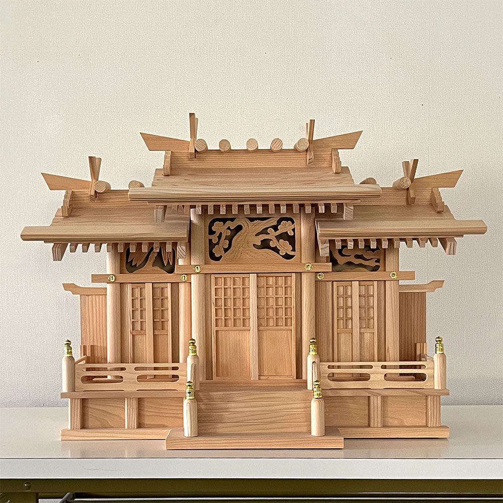 アウトレット 1点 神殿 屋根違三社 吉野 22号 神棚 幅67 奥行25 高さ47.3