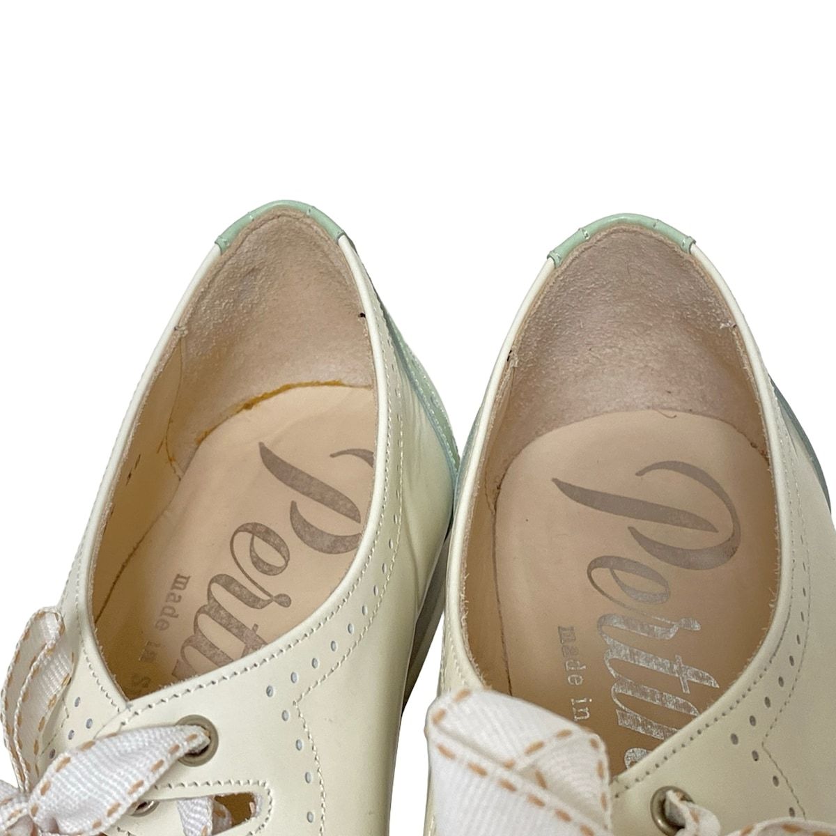 【新品未使用】Pertini ペルティニ　38 オフホワイト　ウィングチップ 新品未使用】Pertini ペルティニ 38 オフホワイト ウィングチップ 未