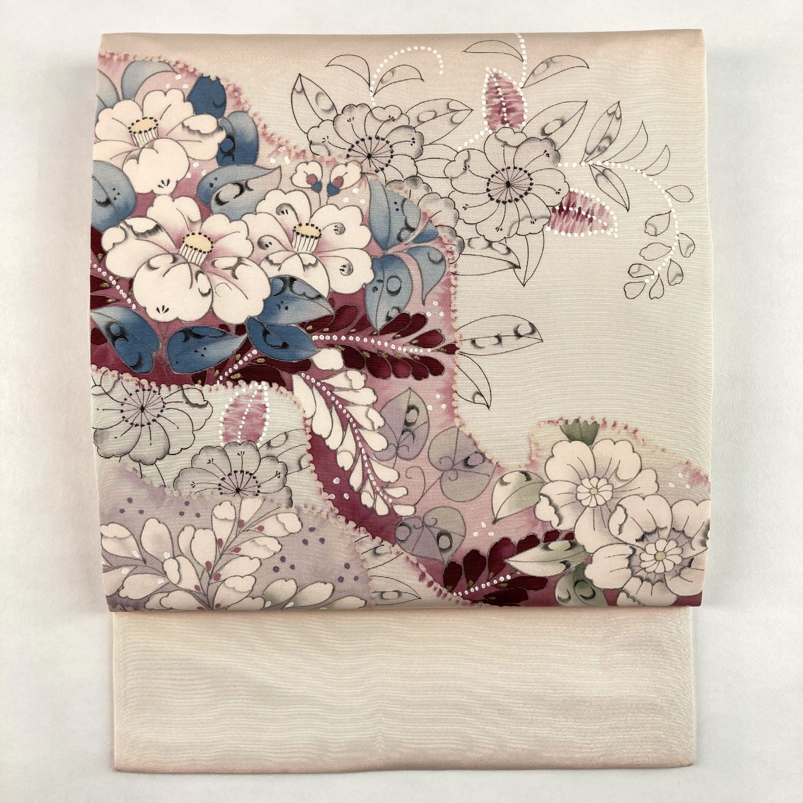 たんす屋 リユース帯 帯 名古屋帯 淡珊瑚 薄ピンク カジュアル 塩瀬