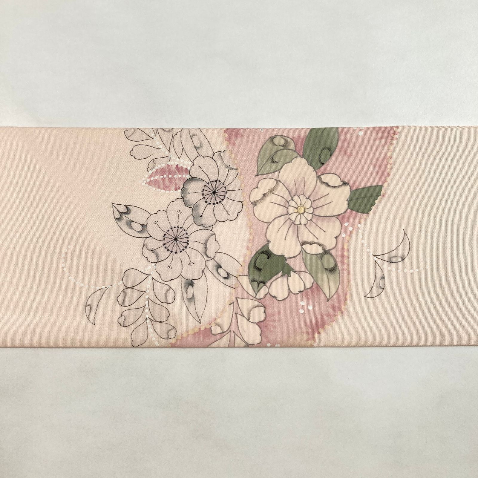 たんす屋 リユース帯 帯 名古屋帯 淡珊瑚 薄ピンク カジュアル 塩瀬